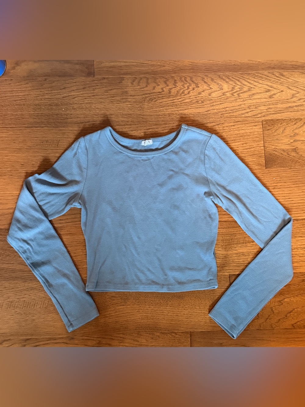 Garage Women’s Long-Sleeve Ribbed Crewneck Top - Light Blue